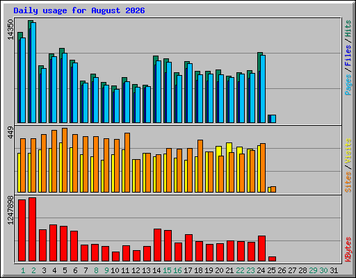 Daily usage for August 2026