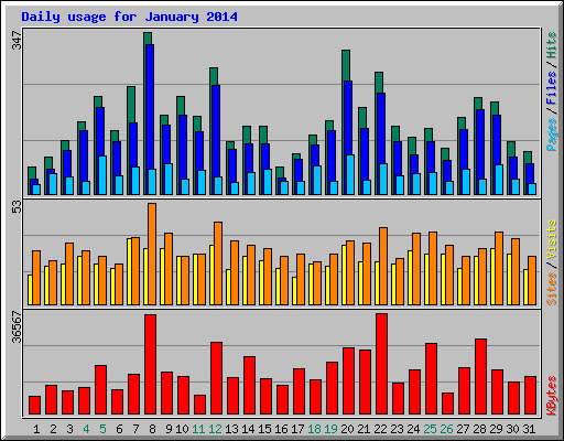 Daily usage for January 2014