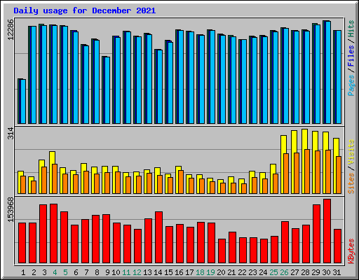 Daily usage for December 2021