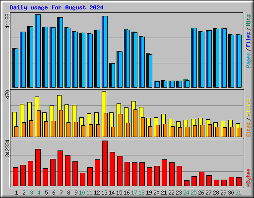 Daily usage for August 2024